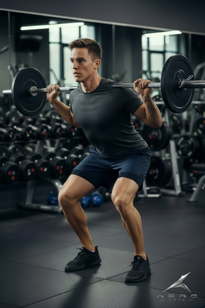 18-Year-Old Male in Gym – Navy Shorts No Logo