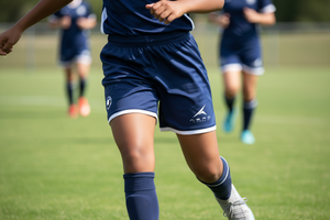 Blue Soccer Shorts - Smaller Soccer Ball Graphic