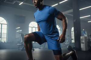 Solid Blue Men's 7" Double Layer Woven Running Shorts – Gym