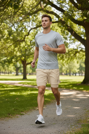 Aero Men's 5" Running Short - Beige Double Layer