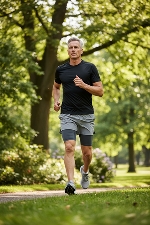 Aero Men's 7" Double Layer Shorts - Gray - Man in 60s - Running in Park