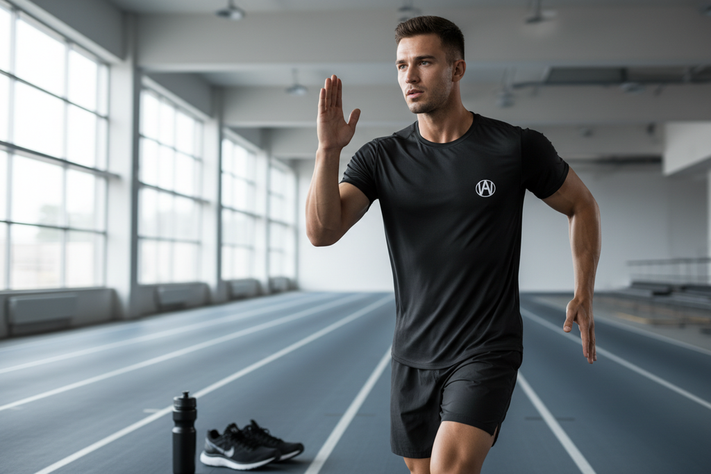 AERO Nylon Tech Tee in athletic setting