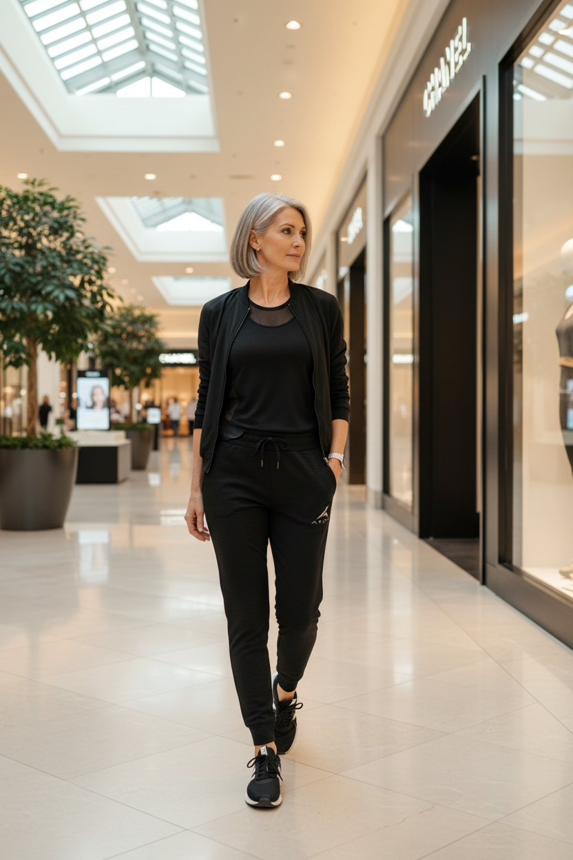 Aero Performance Woven Jogger - Black - Woman 50s Leisurely Walking Mall