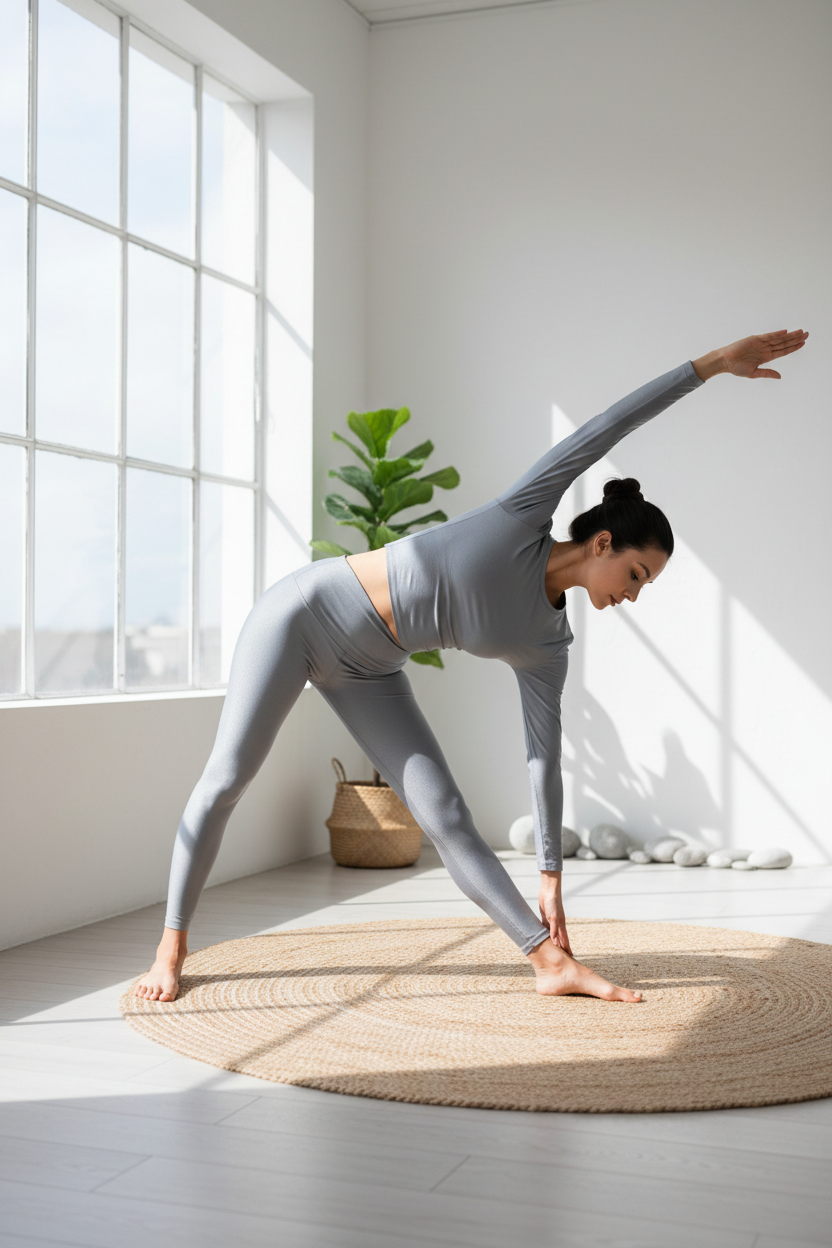 Silver Grey Long Sleeve Yoga Performance Tee