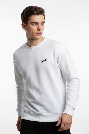 White Cotton French Terry Sweatshirt – AEROWEAR Icon Logo