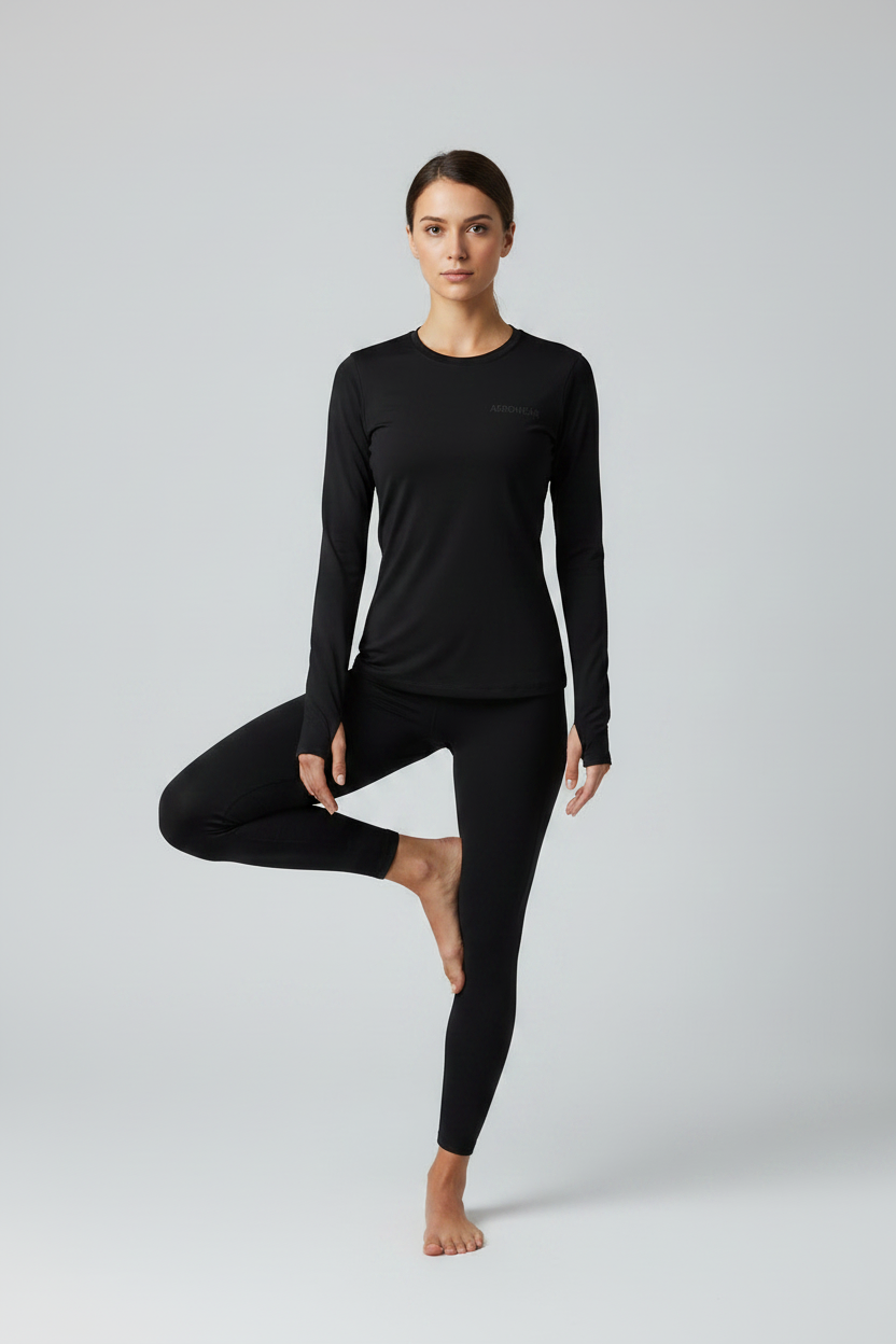 Women's Long Sleeve Yoga Tee with AEROWEAR Logo